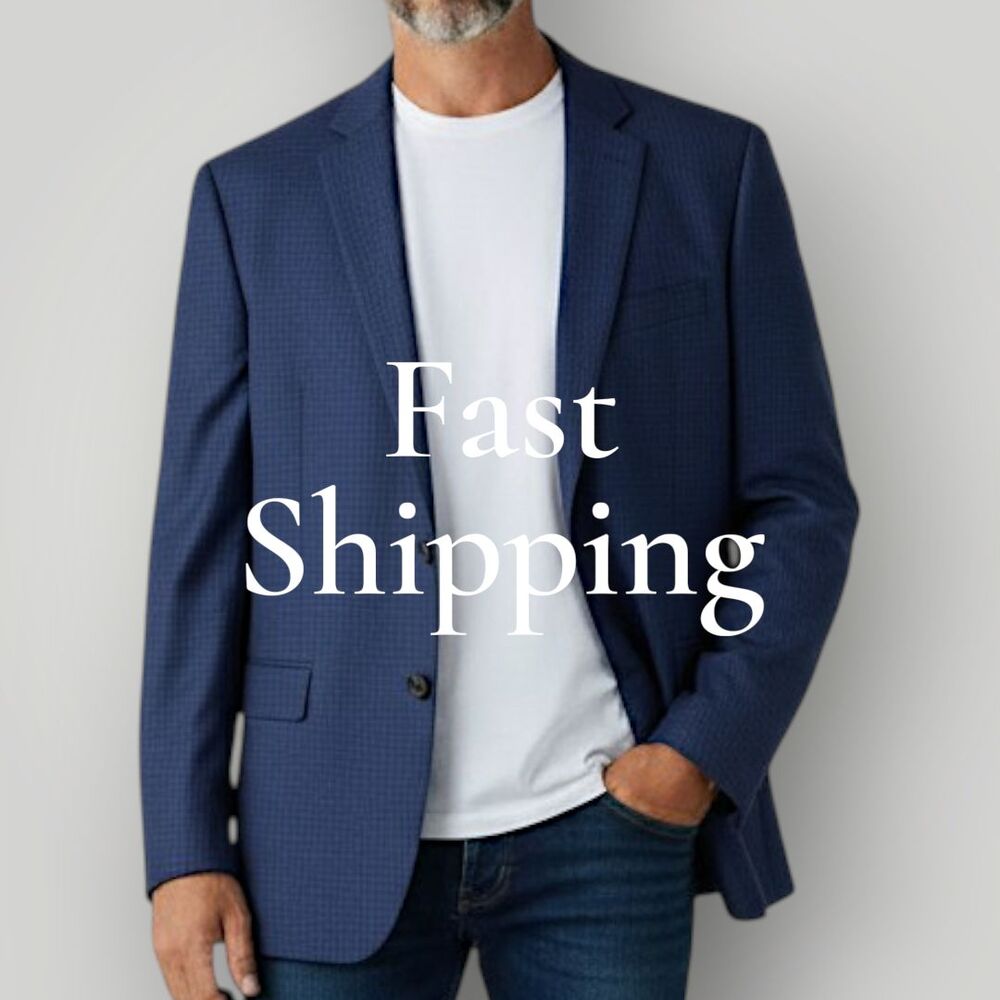RALPH LAUREN Slim fitMens Blazer Sport Coat 2-Button Suit Jacket 40S Blue Plaid